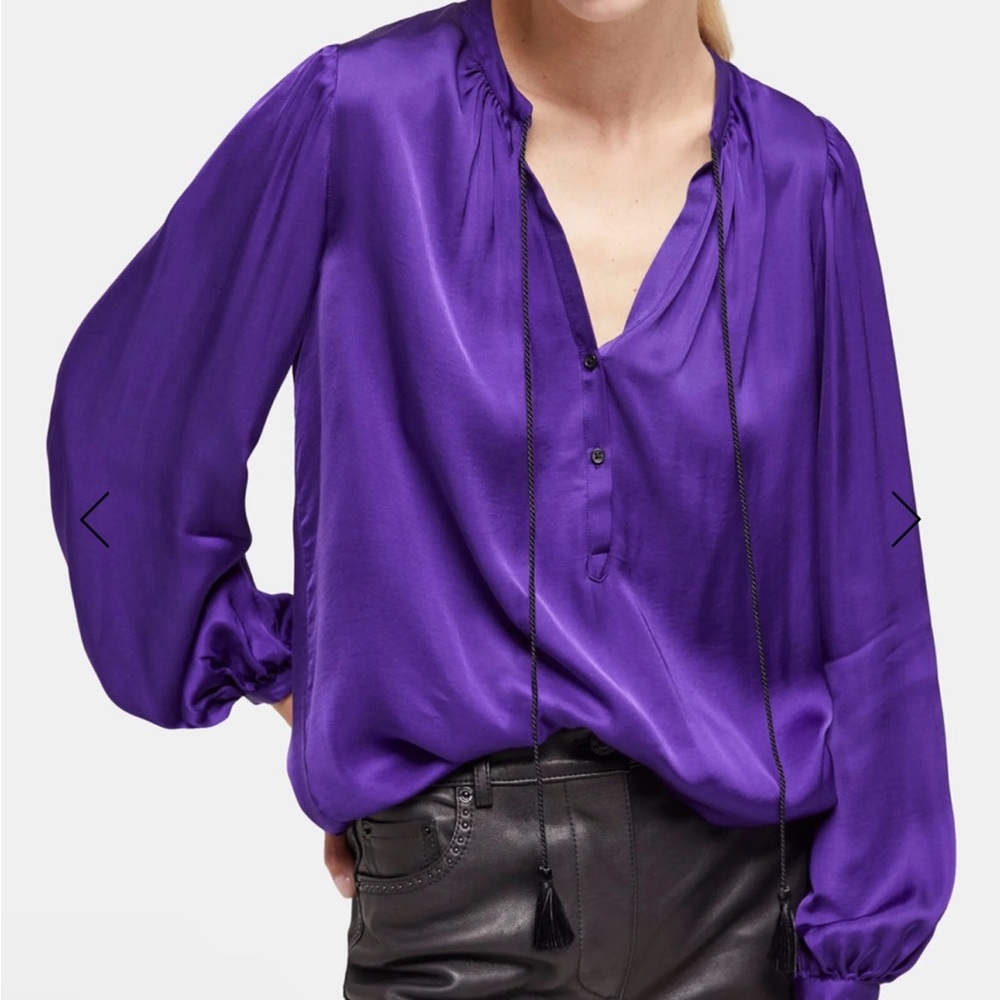 The Kooples PURPLE SHIRT WITH PUFFED SLEEVES size M New with Tag